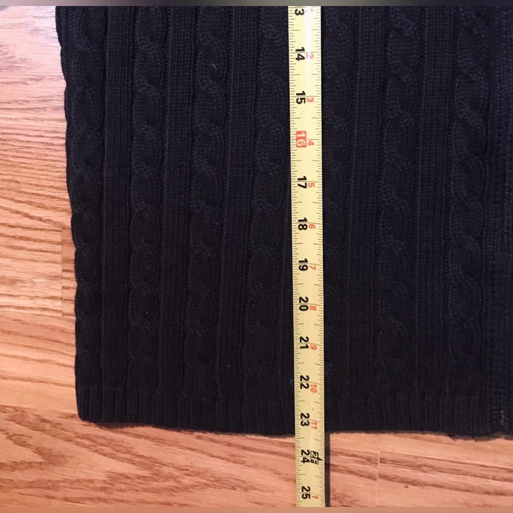 L.L. Bean Cable Knit Cotton Cardigan Sweater Womens XL Black Zip Up - Picture 5 of 10